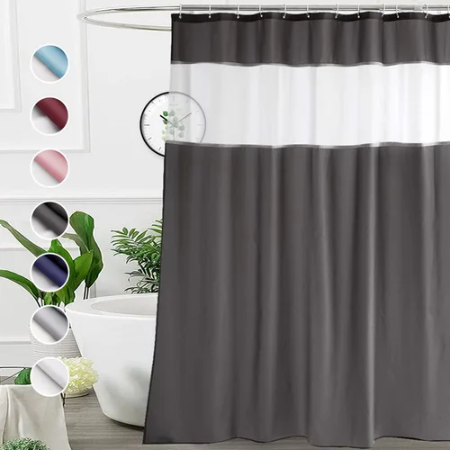 Vista 12 de UFRIDAY - Cortina de ducha de tela moderna en negro y blanco, 48 x 72 pulgadas, cortina de ducha de tela para baño y bañeras, lavable a máquina