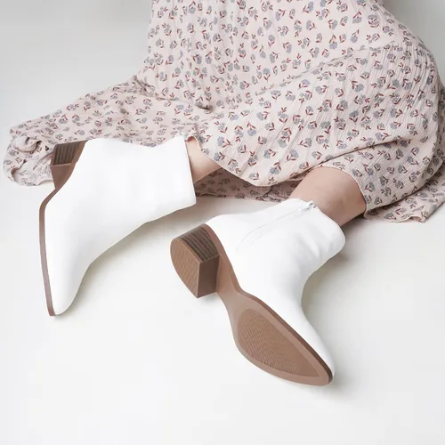 Vista 2 de J. Adams Botas de tobillo Viper para mujer, botas cortas y gruesas de tacón bajo con puntera puntiaguda, cómodas y elegantes para el uso diario