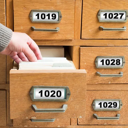 Vista 5 de Zonon 001-2000 unidades de etiquetas adhesivas de números de inventario, autoadhesivas, impermeables, de vinilo con números consecutivos