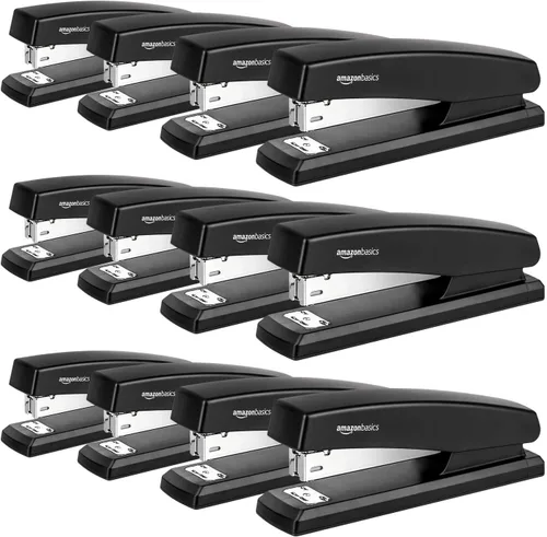 Vista 8 de Amazon Basics Engrapadora con 1000 grapas, engrapadora de oficina, capacidad para 25 hojas, antideslizante, color negro