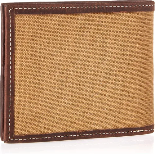 Vista 2 de Lucky Brand Lona para hombre con ribete de cuero RFID plegable