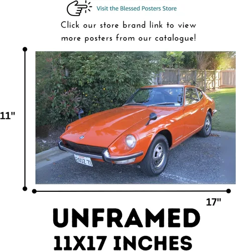 Vista 3 de Datsun 240Z - Póster JDM – Impresión legendaria de coche deportivo japonés para oficina, hogar o garaje – Arte de pared de automóvil vintage