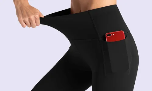Vista 3 de The GYM People - Leggings de entrenamiento con control de abdomen y bolsillos pantalones de yoga atléticos de cintura alta para mujeres que corren