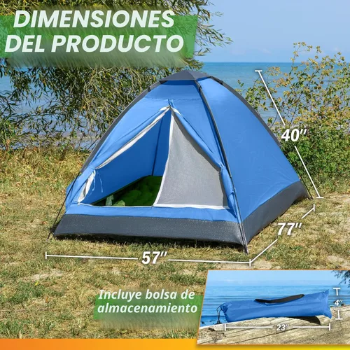 Vista 2 de 2 Person Camping Tent with Rain Fly and Carrying Bag - Lightweight Outdoor Pop Up Tents for Camping Essentials, Music Festivals, Backpacking