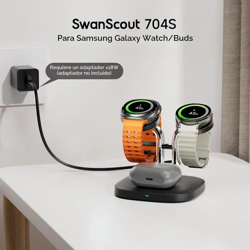 Vista 3 de SwanScout Cargador de reloj dual para Samsung Galaxy Watch