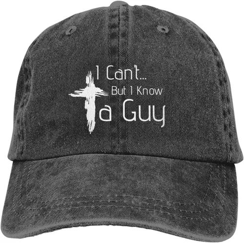 Vista 9 de Sombrero de Jesús con texto en inglés "I Can't But Know A Guy Jesus Cross Trucker Hat Men Funny Mesh Baseball Cap Funny Gift Christian