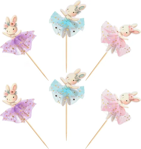 Vista 7 de 30 piezas de decoración para cupcakes de Pascua, conejo, huevo de Pascua, decoración de pastel de fiesta de conejo (marrón) (estilo 4)