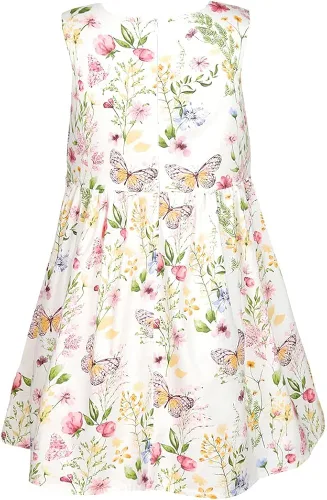 Vista 2 de SMILING PINKER Vestidos de verano para niñas pequeñas, de algodón, sin mangas, mariposa