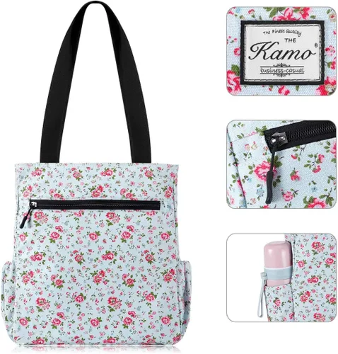 Vista 4 de KAMO - Bolsa de viaje con diseño floral, impermeable, ligera, para senderismo, yoga, gimnasio, natación, viajes, playa
