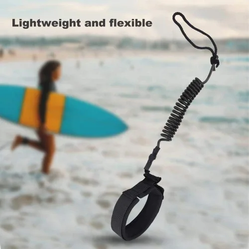 Vista 8 de Surfing Leg Leash,Stand Up Paddle Board Coiled Spring Leg Foot Rope Surfing Leash for Surfboard (black)