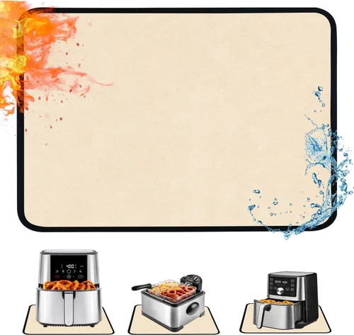 Vista 7 de Alfombrilla resistente al calor para freidora de aire, freidora profunda, horno, almohadillas calientes negras de 12 x 14 pulgadas para protector
