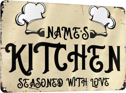 Vista 15 de Letreros de cocina personalizados con nombre personalizado, letrero de cocina condimentado con amor, letrero de cocina para decoración del hogar