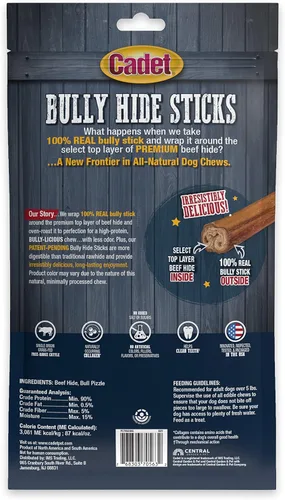 Vista 10 de Cadet Bully Hide Sticks Natural Dog Chews, Large, 7 Count