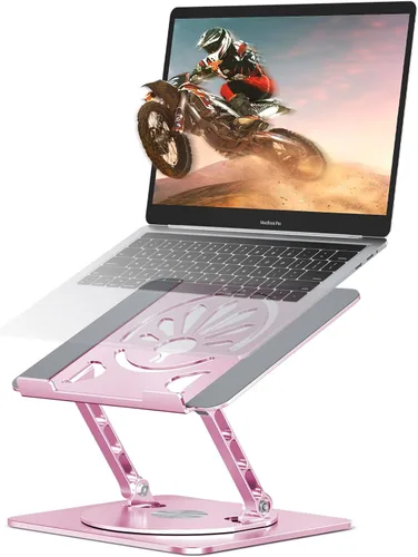 Vista 11 de Soporte ajustable para computadora de escritorio, base giratoria de 360°, elevador de aluminio para laptop, soporte ergonómico para oficina, hogar