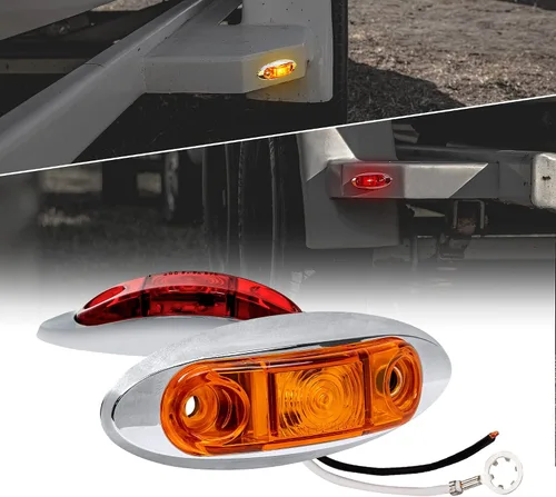 Vista 26 de TRUE MODS Luz de marcador LED de 2.5" ámbar para remolque con bisel cromado [DOT FMVSS 108] [SAE P2] [montaje superficial] [impermeable IP67] Luces