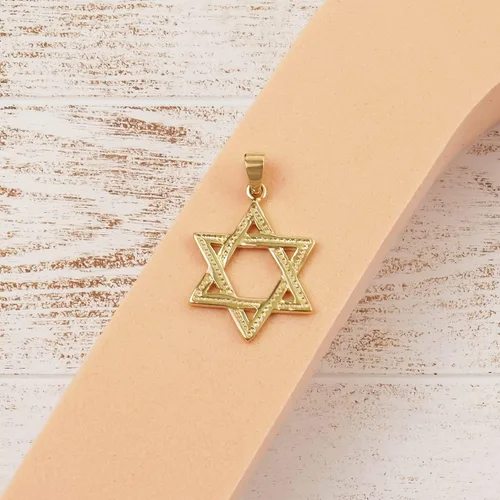 Vista 2 de PORI JEWELERS Colgante hexagonal de oro amarillo de 14 quilates con diseño de estrella de David, joyería fina, el mejor regalo de bendición