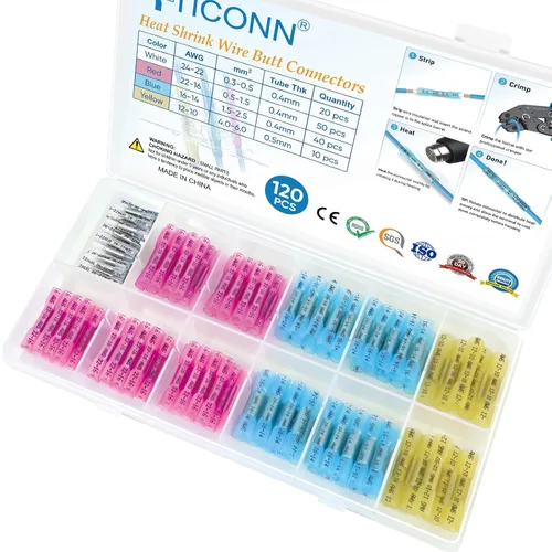 Vista 25 de TICONN Kit de conectores a tope termorretráctiles de 60 piezas, empalme a tope AWG 14 – 12, terminales de crimpado de cables eléctricos marinos