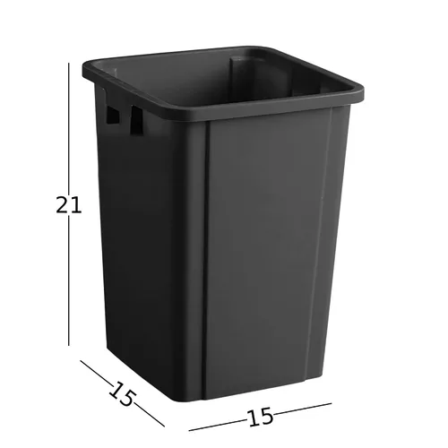 Vista 2 de Bote de basura cuadrado negro de 19 galones para restaurante, papelera comercial, papelera de plástico alto, papelera industrial, papelera cuadrada