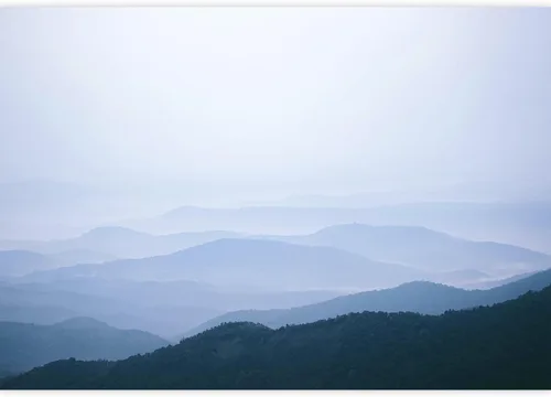 Vista 2 de SIGNWIN Adhesivo removible de pared/mural de pared azul pastel, cielo brumoso, montaña, valle, naturaleza, desierto, fotografía, realismo, paisaje