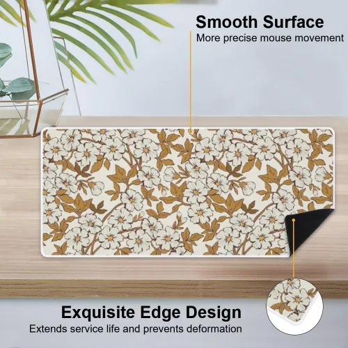 Vista 4 de Classic Gold Floral Mouse Pad Large Gaming Mousepad with Non- Slip Rubber Base Smooth Face Table Pad Computer Mat Office Desk Supplies for School
