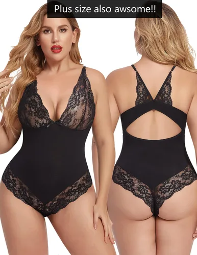 Vista 5 de Avidlove Body de lencería para mujer con broche en la entrepierna, babydoll de una pieza