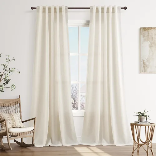 Vista 71 de Joywell - Cortinas de lino de 96 pulgadas de largo para sala de estar Natural