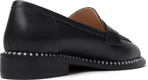 Vista 5 de FOGEENA Mocasines de cuero mate para mujer, estilo casual, sin cordones, punta redonda, tacón bajo grueso, zapatos de vestir de 1 pulgada