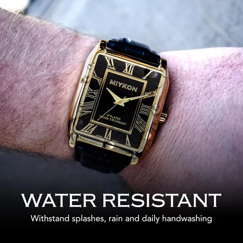 Vista 5 de Miykon Vintage Watches for Men Classic Tank Square Analog Watch with Genuine Leather Wrist Strap, Mens Dress Watches Japanese Quartz, Waterproof