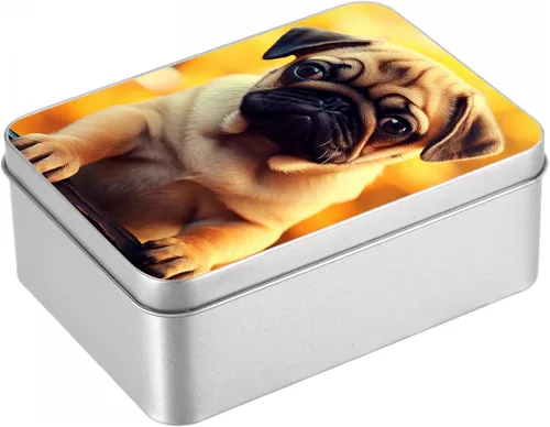 Vista 55 de Caja de lata de metal con tapa, contenedor de almacenamiento rectangular vacío de hojalata, estuche de lata portátil ligero para manualidades