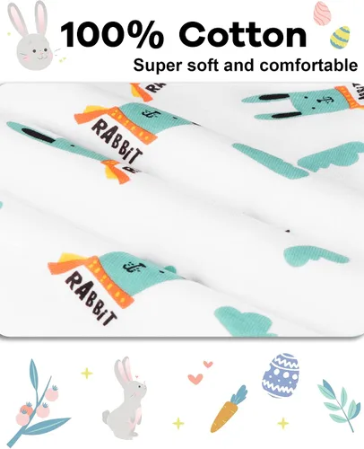 Vista 5 de DAUGHTER QUEEN Pijama para niños de 4 piezas, 100% algodón, talla 18 meses a 12 años