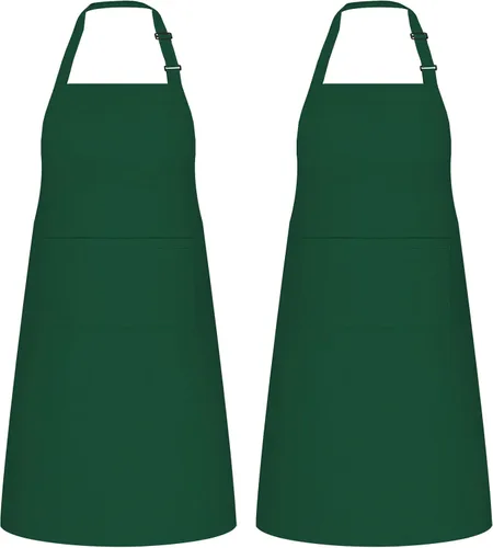 Vista 16 de NLUS Paquete de 2 delantales de cocina ajustables con babero, delantal de chef suave con 2 bolsillos para hombres y mujeres (rayas negras)