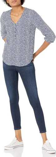 Vista 4 de Tienda Essentials - Camisa estilo popover de manga 34 con botones para mujer