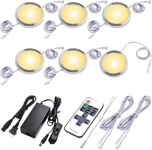Vista 12 de Kit de iluminación de disco debajo del gabinete, iluminación de ambiente, control remoto LED RF inalámbrico regulable, enlazable en cadena