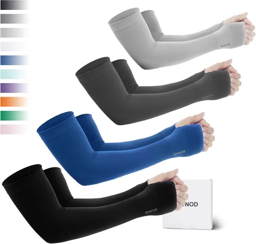 Vista 10 de GOUNOD Mangas de enfriamiento con protección solar para los brazos con orificios para el pulgar, jardinería, deportes al aire libre, entrenamiento