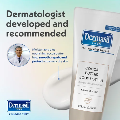 Vista 4 de Dermasil Loción corporal, manteca de cacao, paquete de 4 – No grasa, de rápida absorción, aroma dulce, 8 onzas Ea