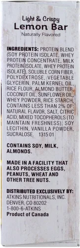 Vista 2 de Atkins Snack Light - Barra de limón crujiente, 5 barras pequeñas (paquete de 2)