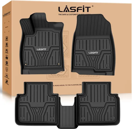 Vista 16 de LASFIT - Tapete de elastómero termoplástico para piso y maletero de automóvil, ajuste personalizado para todo tipo de clima, 1ª y 2ª fila, negro,