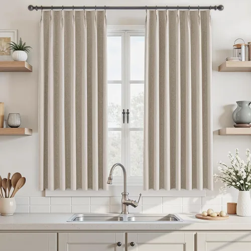 Vista 26 de UHITECH Cortinas plisadas pequeñas de 35 pulgadas de largo, cortinas opacas cortas para ventanas de sótano, aislamiento térmico, cortinas opacas