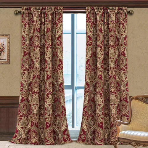 Vista 25 de Loom and Mill - Cortinas de lujo de jacquard para dormitorio, cortinas de damasco beige de 2 paneles con alzapaños, elegante cortina de ventana