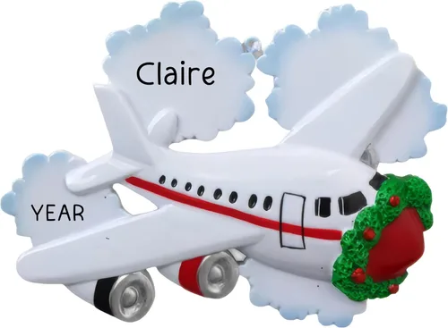 Vista 10 de Adorno de avión personalizado 2026 Adornos de Navidad de viaje personalizados con grabado láser las 24 horas para árbol Regalo de recuerdo