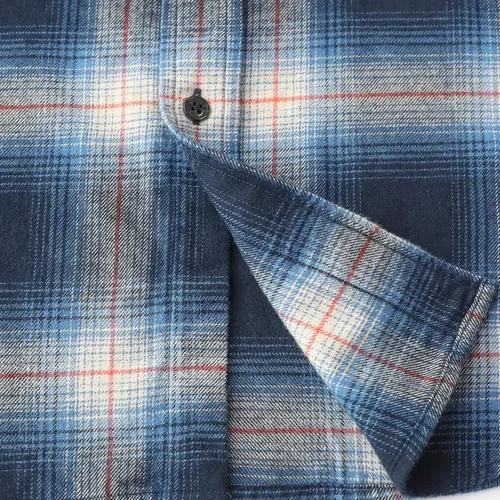 Vista 5 de Dubinik Camisa de franela, para hombre, de manga larga, a cuadros, suave, 100% algodón, informal, con botones, ajuste regular