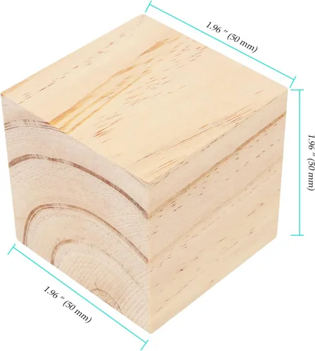 Vista 2 de NINGWAAN - 45 cubos de madera para manualidades de 2 pulgadas, bloques cuadrados para tallar madera, cubos de madera sin terminar, bloques de madera