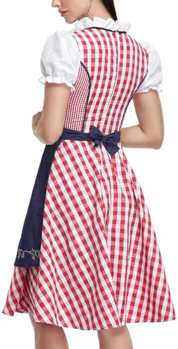 Vista 6 de BBAUER Vestido de Oktoberfest, Vestido de tirolesa para niña, Oktober tradicional para mujer, Vestidos alemanes tradicionales a cuadros, Cerveza