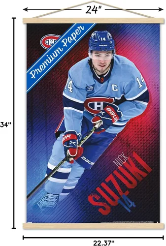 Vista 7 de Trends International NHL Montreal Canadiens - Póster de pared de Nick Suzuki 23, 22.37 x 34.00 pulgadas, paquete de impresión premium y colgador