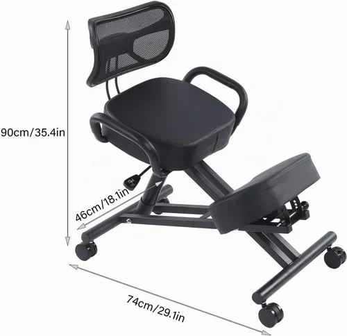 Vista 2 de Ejoyous Silla de rodillas, taburete neumático de corrección de postura con cojín altura ajustable ortopédico taburete de escritorio para bancario