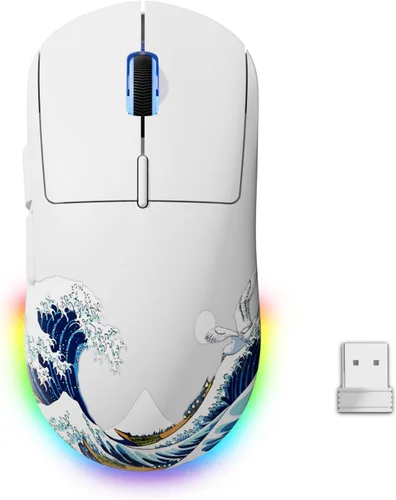 Vista 10 de G57 - Mouse inalámbrico para juegos, 8000 DPI, 2.82 oz, 2.4G/Bluetooth/USB-C, recargable con 5 botones programables para PC/Mac, color negro