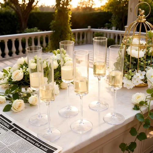 Vista 6 de Ciaell - Juego de 24 copas de champán de plástico para bodas, cumpleaños 6 oz Clear Square Toasting Cups, Heavy Duty Plastic, Champagne Mimosas