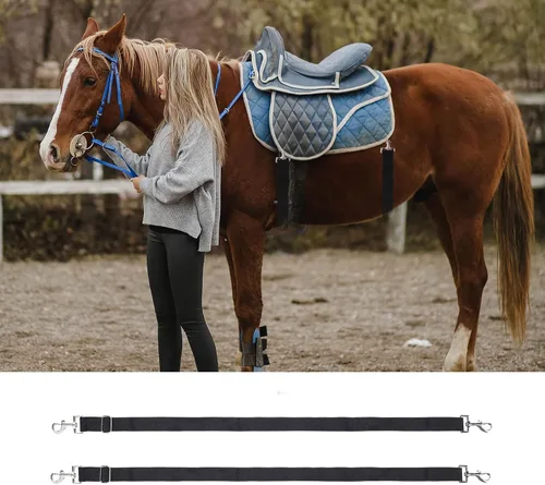 Vista 6 de Correas de manta de caballo de alta calidad, 2 piezas ajustables de 27.55 a 55 pulgadas de longitud, correa elástica de repuesto para el vientre