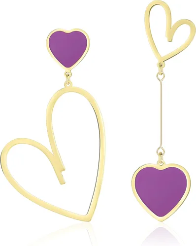 Vista 32 de Linawe Mismatched Heart Dangle Earrings for Women Trendy