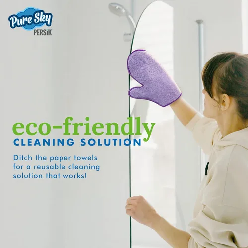 Vista 8 de persik Pure-Sky - Guante de limpieza de microfibra Ultra – Just Add Water No necesita detergentes – 2 en 1, combinación para vidrio y multiusos
